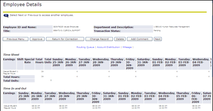 Employee Details screen