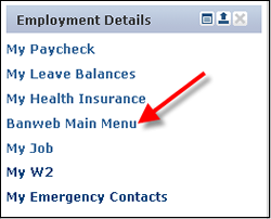 employment services channel and arrow to Banweb Main Menu