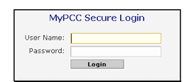 MyPCC login screen