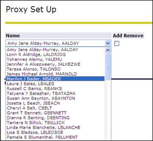 Proxy set up list of names