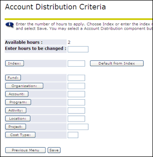 Account Distribution Criteria screen