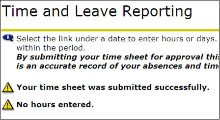 Time and Leave Reporting, with no hours entered