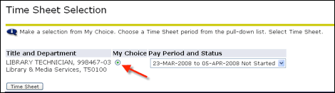 Choose a time sheet