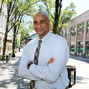 Greg dockery standing outside downtown