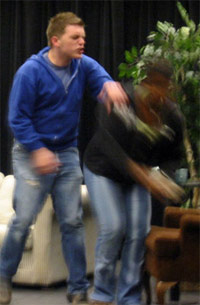 Student pushing another student