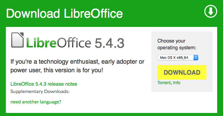 Download page for Libre Office