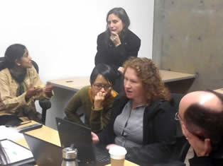 Study participants collaborating and conversing