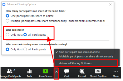 zoom-Advanced sharing options: all participants can share