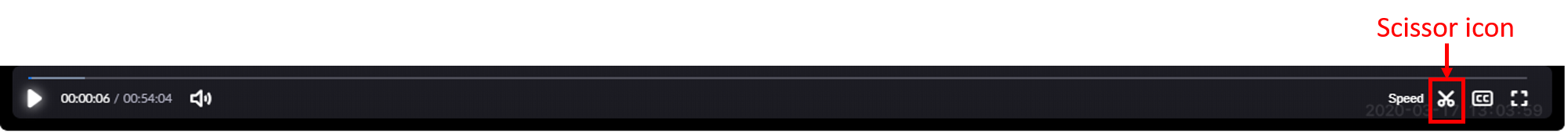 zoom-cloud recordings-scissor icon-control bar