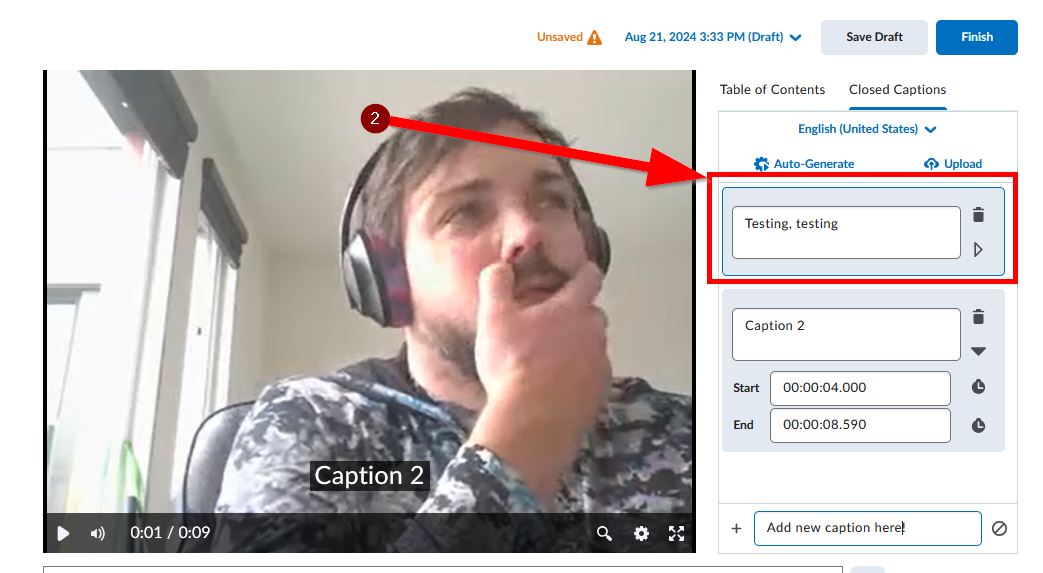 Image showing location of timestamp block