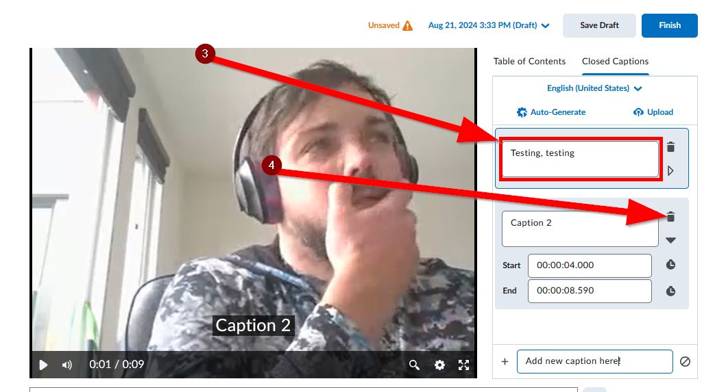 Image showing location of text field and delete icon