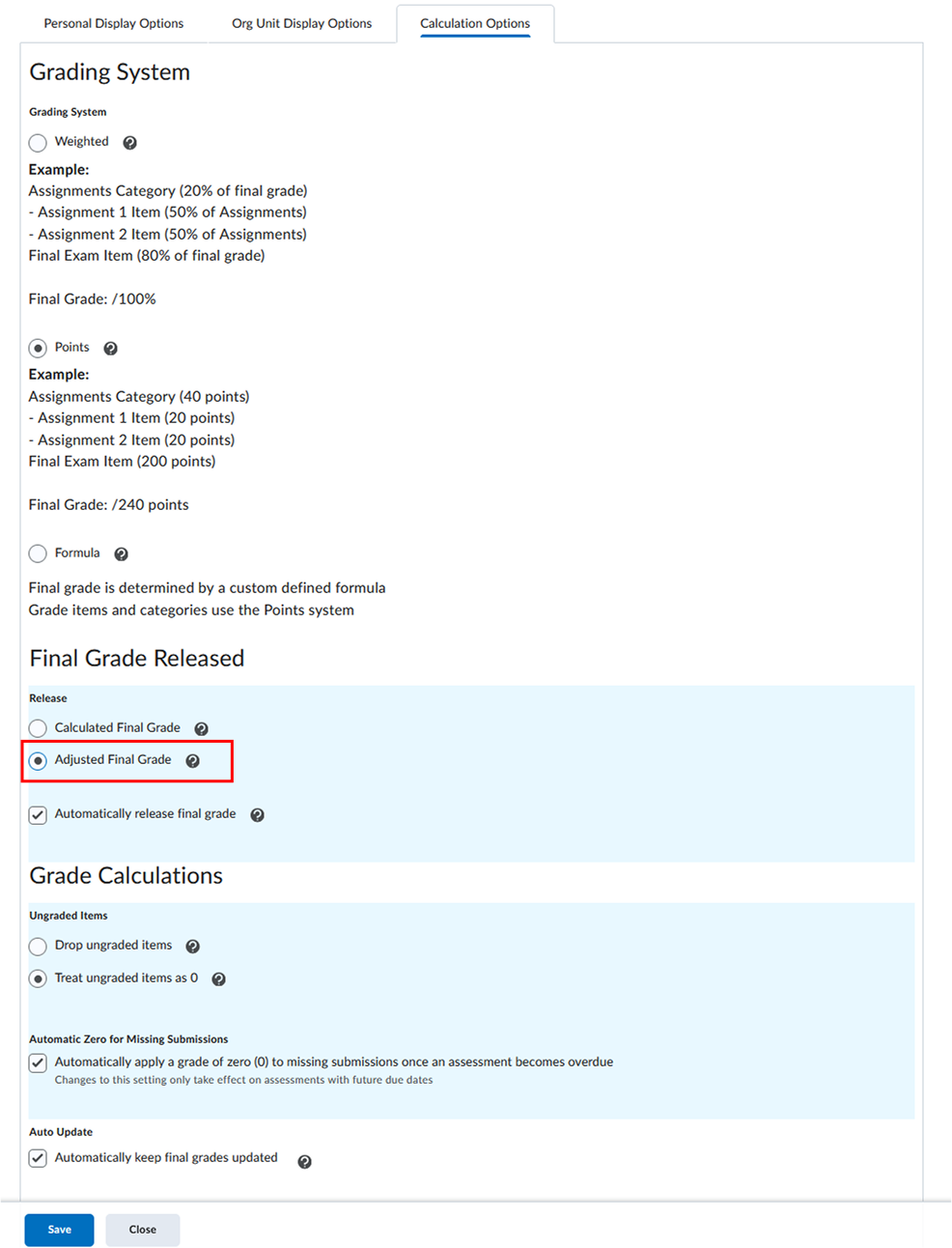 Adjusted Final Grade