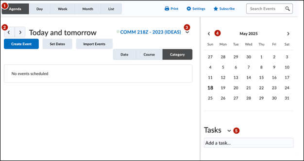 Adjusting the calendar view
