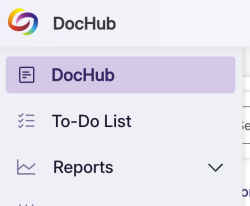The DocHub menu is the first item in the navigation.