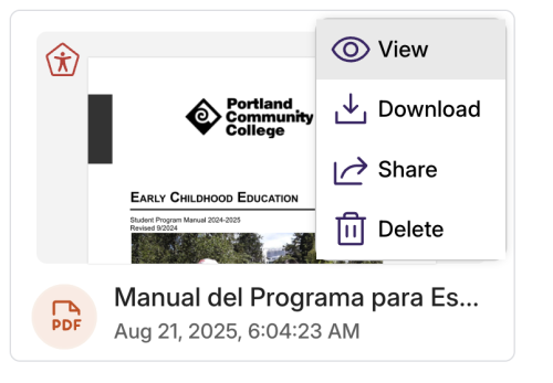 Click View on the document you'd like to review the accessibility of.