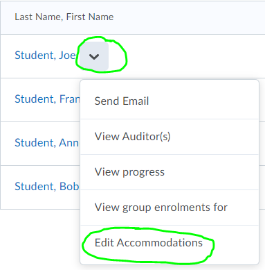 Click the dropdown menu and click Edit accommodations.
