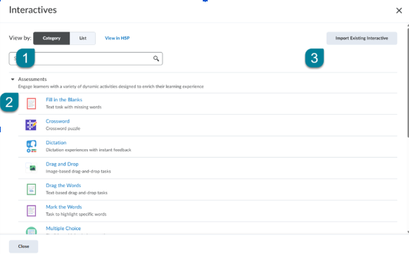 Figure 2 category list view