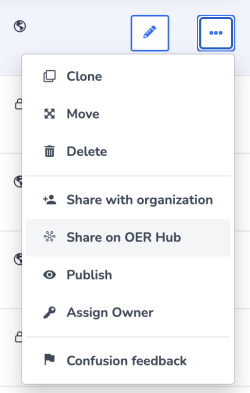 Select Share on OER Hub from the action menu.