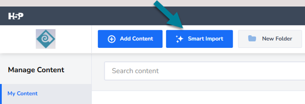 H5P smart import content button in the portal. 