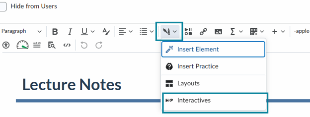 Use H5P interactives to insert smart import into your brightspace course. 
