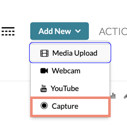 Add New button with the Capture option highlighted