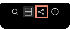 The Kaltura player share button highlighted