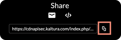 The Kaltura player copy share code highlighted