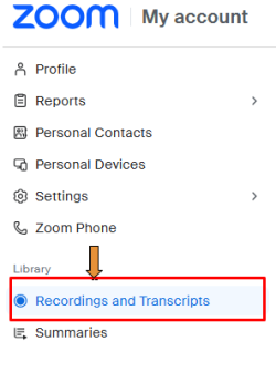 Recording and Transcripts button