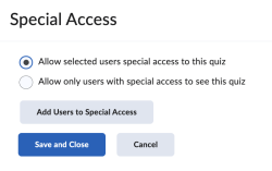 A screenshot of the Special Access Screen.
