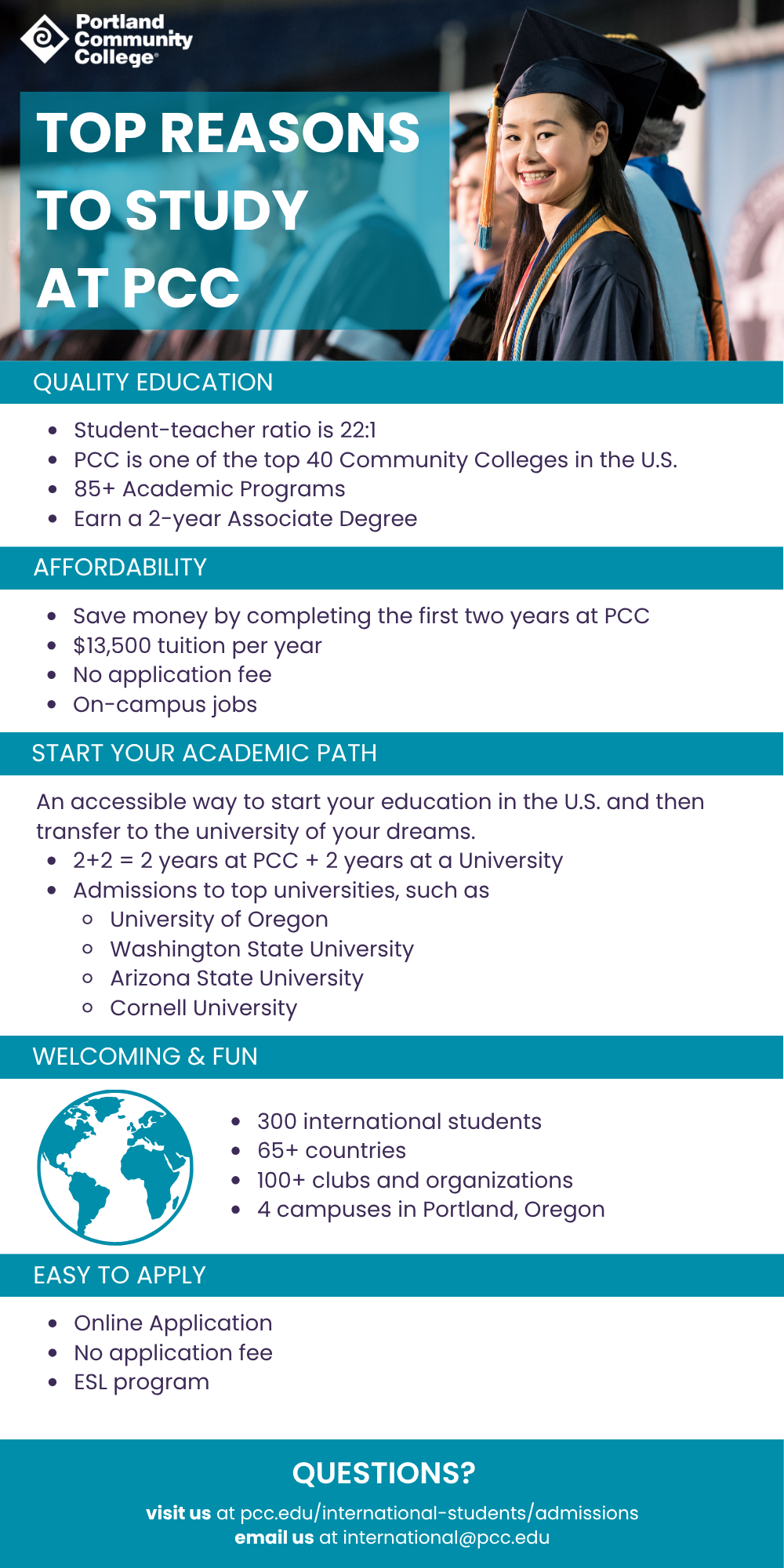Top reasons to study at PCC