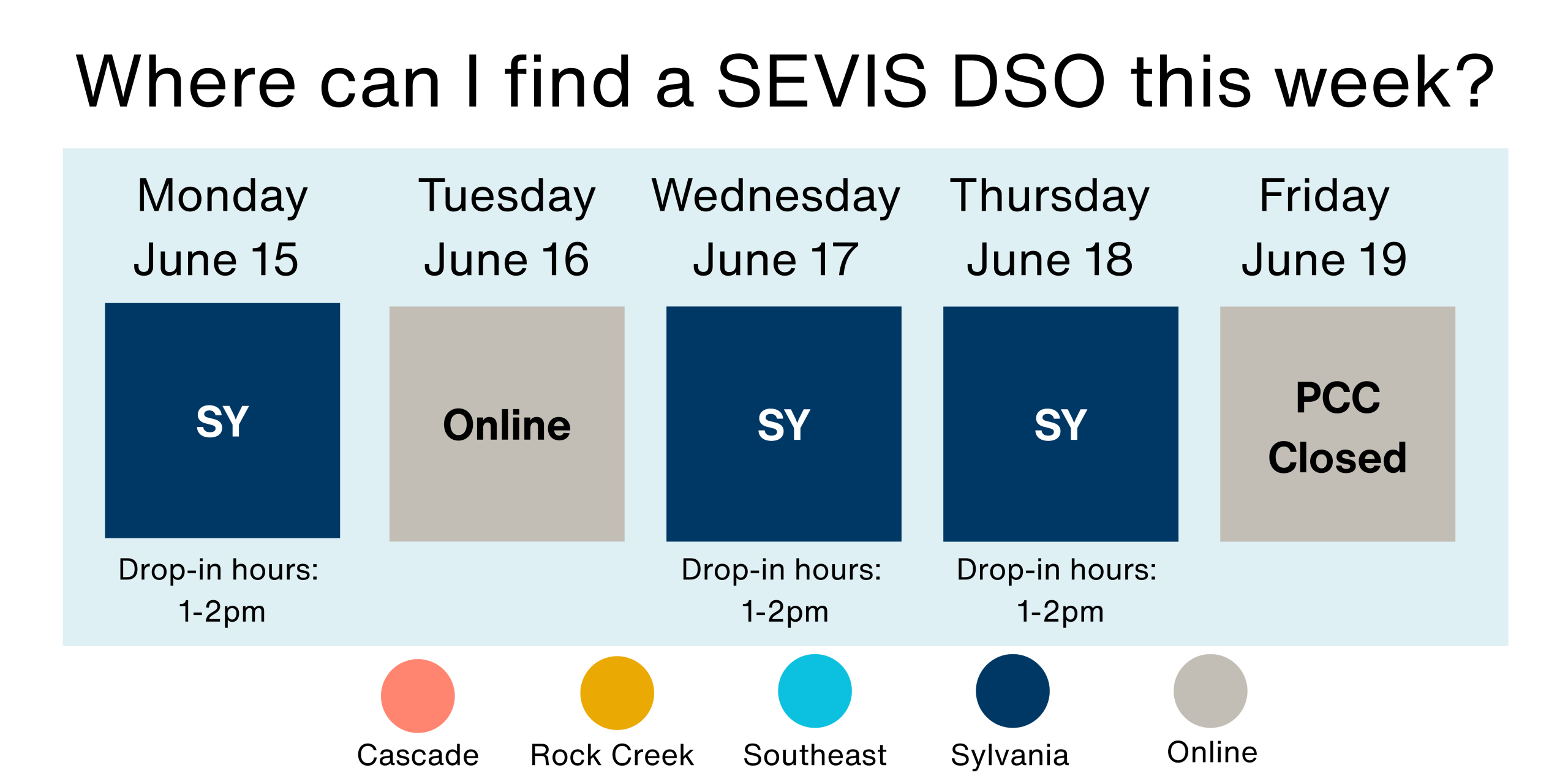 Where can I find a SEVIS DSO? June 15-19