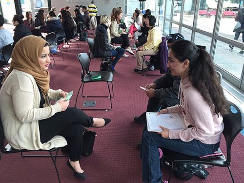 Students talk at speed culturing event