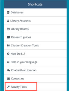 Library website shortcuts box