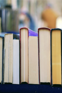 Books turned on their side