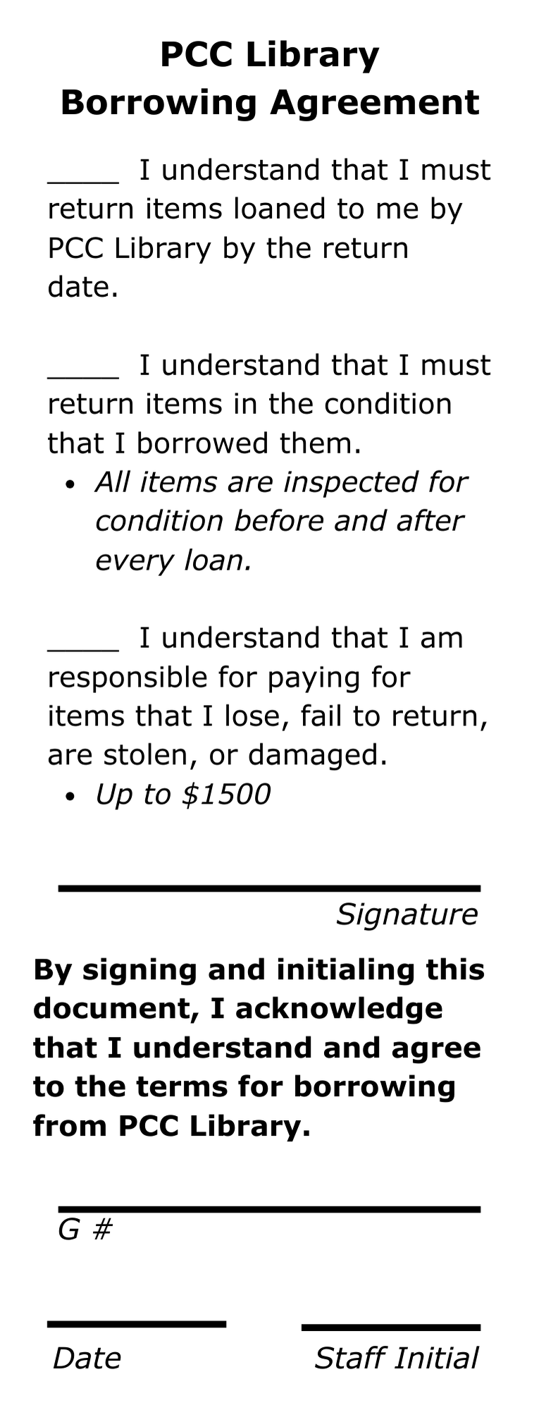 Equipment Borrowing Agreement