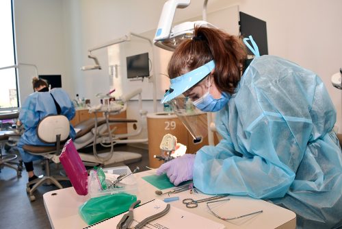 Vanport Building dental student working in a lab