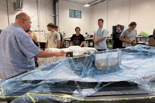 Students working in the facility