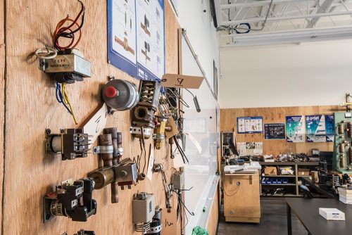 Machinery parts in Swan Island classroom