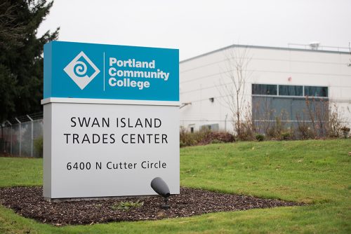 Swan Island entrance sign