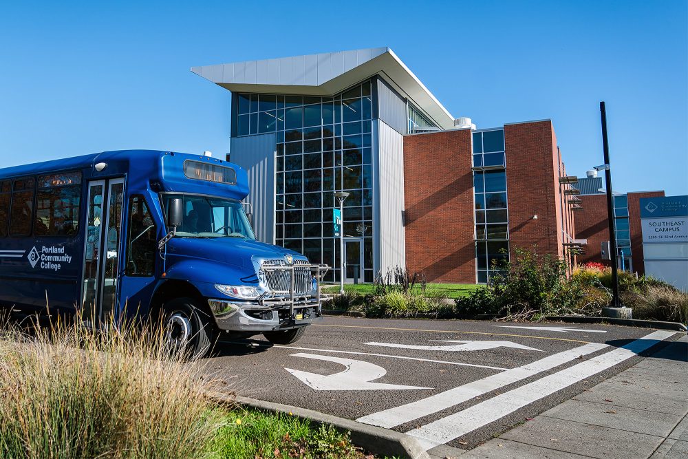 Southeast building and PCC shuttle bus