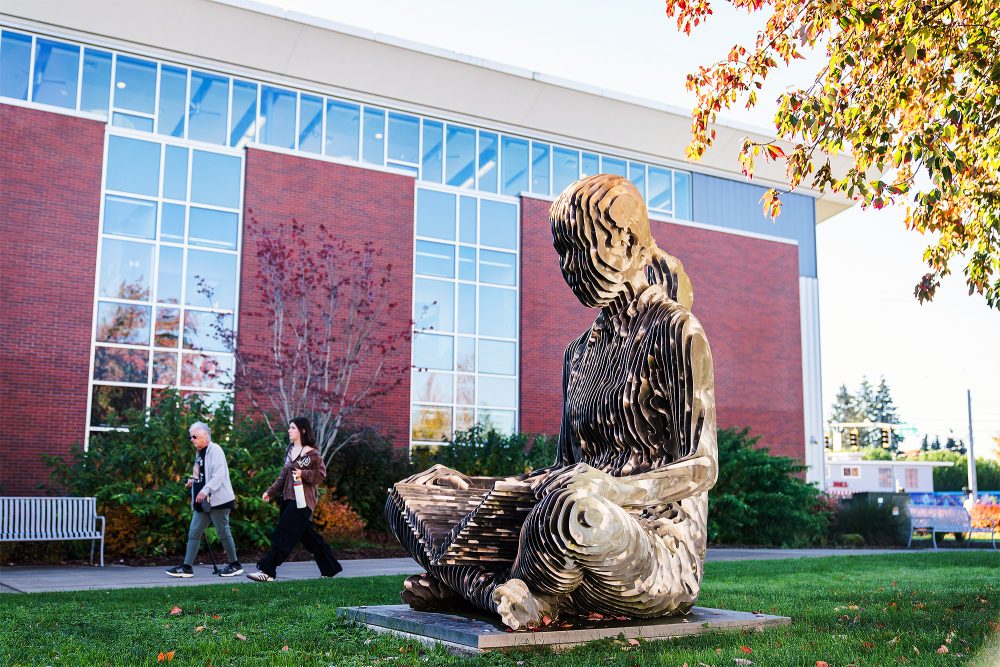 Statue outside on campus