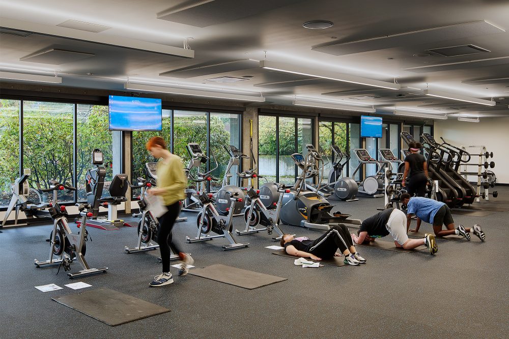 Students working out in the fitness center