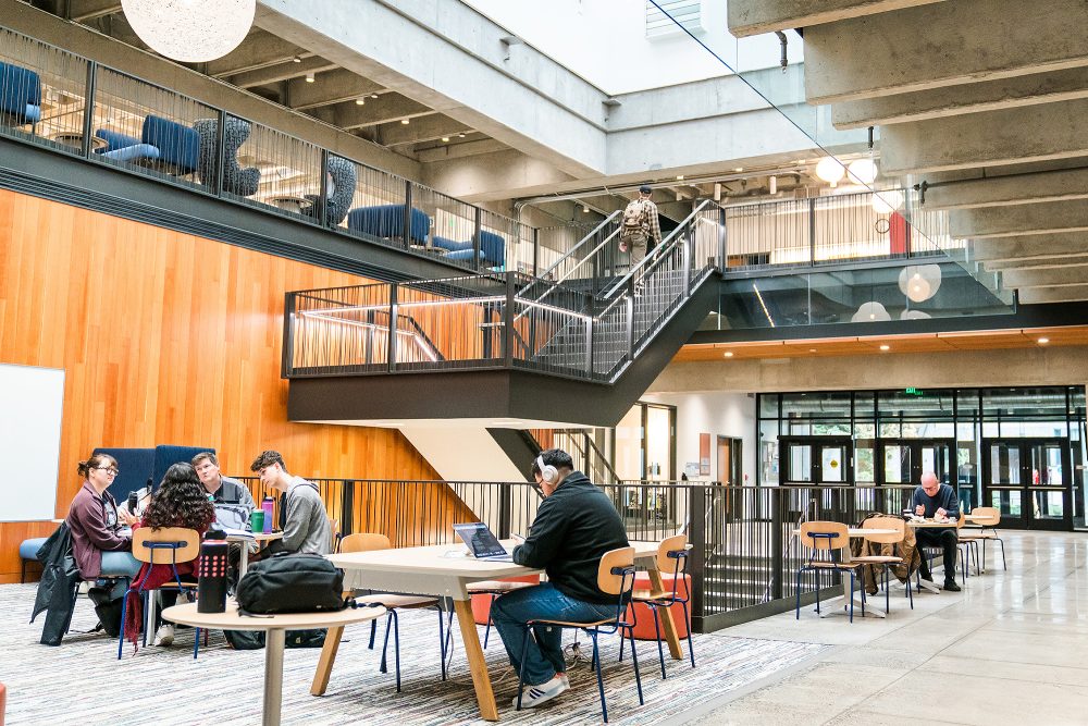 Indoor seating and study area