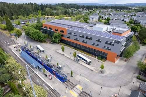 Willow Creek aerial with multiple buses and MAX