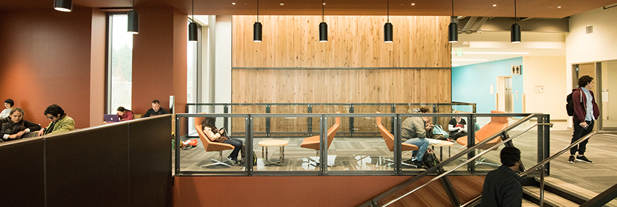 Building 5 interior with students studying