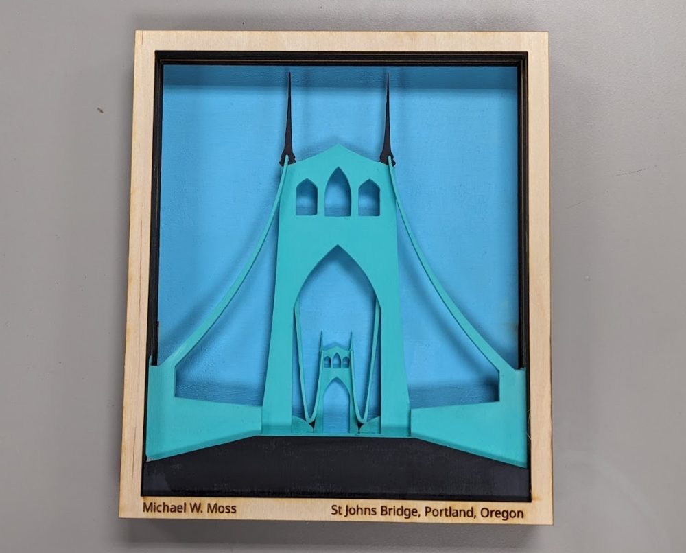 Laser Cut St. Johns Bridge Layered Art