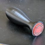 3D printed handle and laser cut rubber stamp