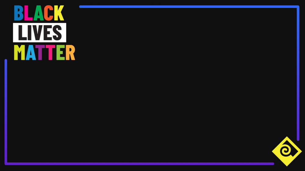 Black lives matter background with black background, thin blue border, and yellow PCC diamond