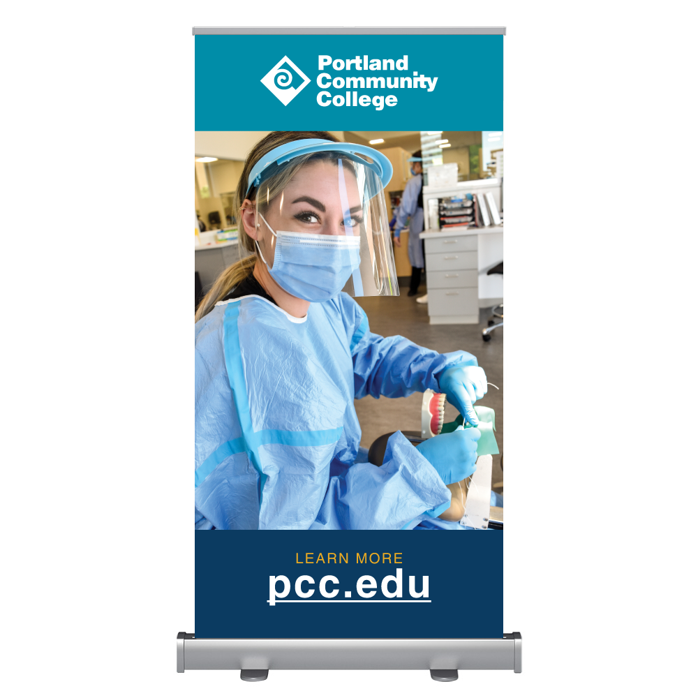 Wide Pop-up Banner with Dental Student