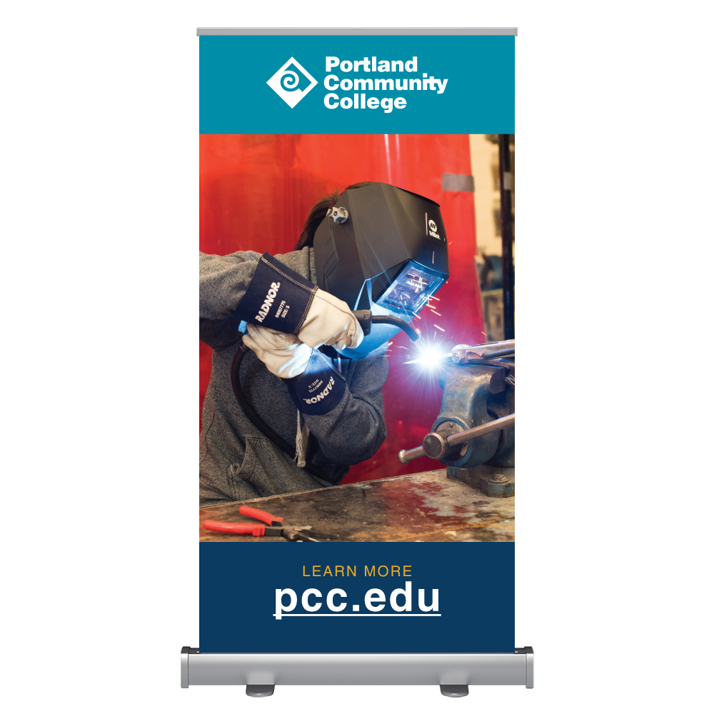 Wide Pop-up Banner with Welding Student